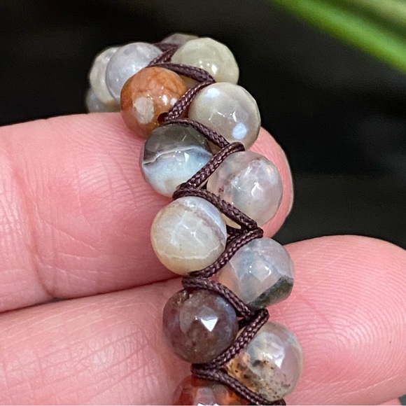 Natural Stones Braided Adjustable Boho Stackable Cord Bracelet - Picture 9 of 9